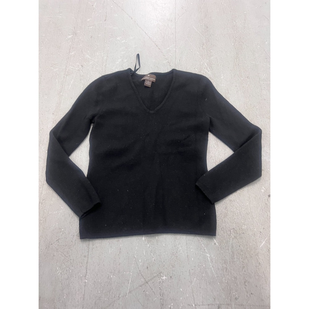 Fenn Wright Manson Sweater Womens S Black 100% Merino Wool V-Neck Winter Cozy
